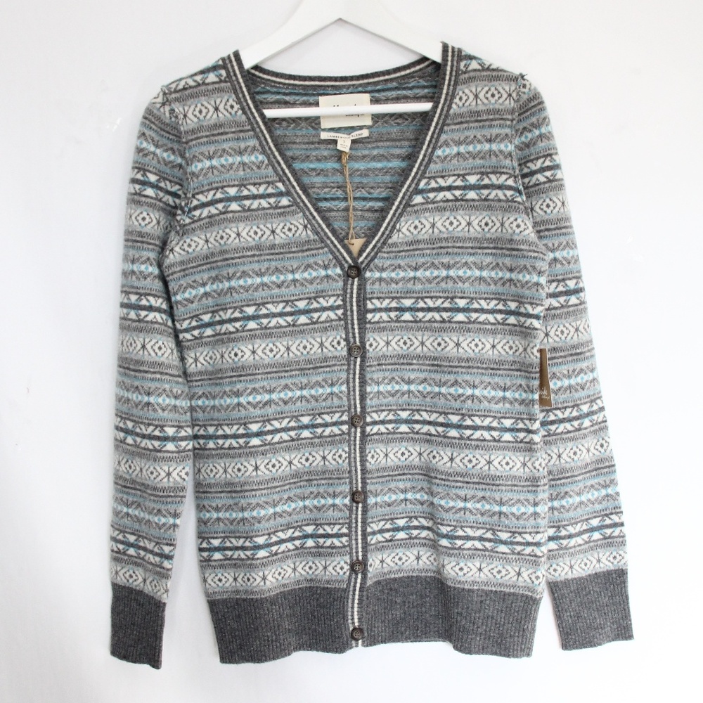 Women Wool Cardigan Sweater Small New Classic Faire Isle Telluride Clothing Co